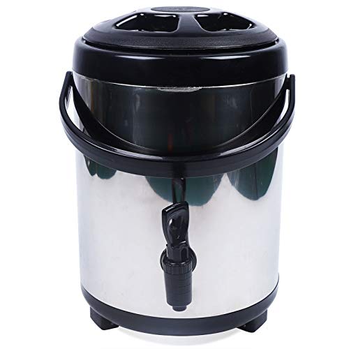 Cubo de aislamiento de acero inoxidable de 8 L con grifo aislado dispensador de bebidas frías y calientes, para agua caliente/fría o bebidas, con trípode plegable, aislamiento de barril de doble