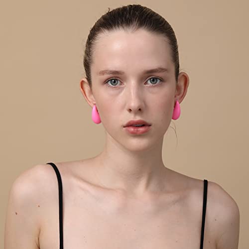 Image of Apsvo Chunky 14K Gold Plated Hoop Earrings for Women, Lightweight Waterdrop Hollow Open Hoops, Hypoallergenic Dupes Earrings