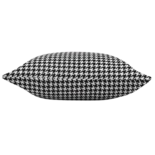 Yeiotsy 2pcs Houndstooth Cushion Covers for Sofa Bed Couch Chair Geometric Throw Pillow Cases Made of Cotton and Linen (18 X 18 Inches, Black)