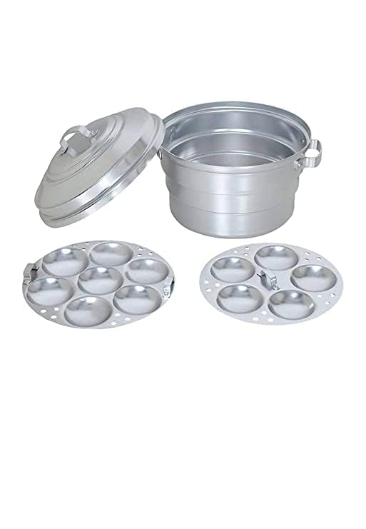 Subaa Standard Anodised Aluminium Idly Maker/Satti/Steamer/Cooker 12 Pot (Wt 1.3Kg) 2Idly Plate - Silver - Image 3 thumbnail