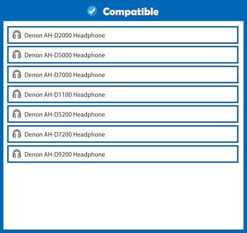 Almohadillas profesionales para auriculares compatibles con Denon AH-D2000 AH-D5000 AH-D7000 AH-D1100 AH-D5200 AH-D7200 AH-D9200 con cuero y espuma viscoelástica miniatura 2