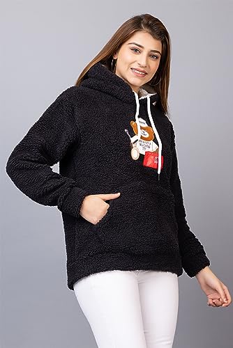 Image of Wear lusso Women Wool Blend Hooded Neck Sweatshirt with Hoodies | Full Sleeves Women's Winter Wear | Warm & Stylish Hoodie
