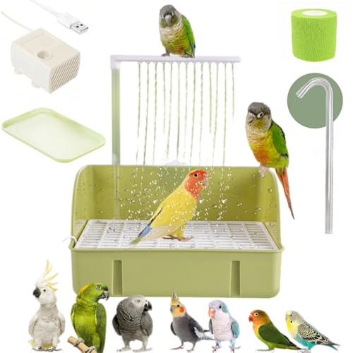 Image of Parakeet Bird Bath for Cage Indoor, Parrot Bird Shower Budgie Bath, Automatic Circulating Water Bathtub for Pet Bird, Lovebird, Cockatiel, Finches, Cockatoo, Conure (Grid-Direct)