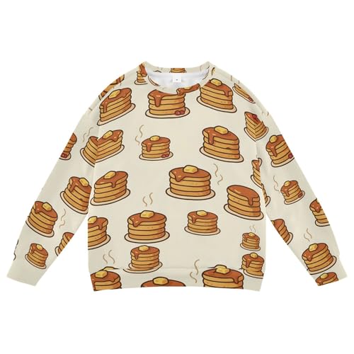 JUNZAN Cartoon Pancake Butter Syrup Beige Big Girls Pullover Hoodie Fleece Hoodie for Boys Party 4T