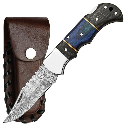 PAL 2000 KNIVES Pocket Knife - Handmade Stainless Damascus Steel 6.4 inches Hunting Folding Knife (3169)
