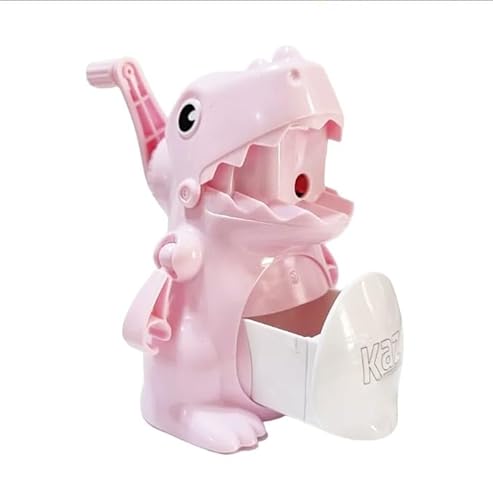 Apontador a Manivela de Dinossauro Rosa - Design Divertido e Fácil de Usar para Crianças