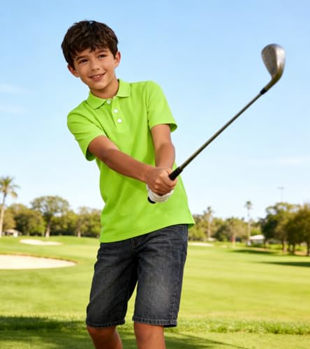Image of uideazone Boys Polo Shirts Dry Fit Performance Golf Short Sleeve Casual School Uniform Size 5-14