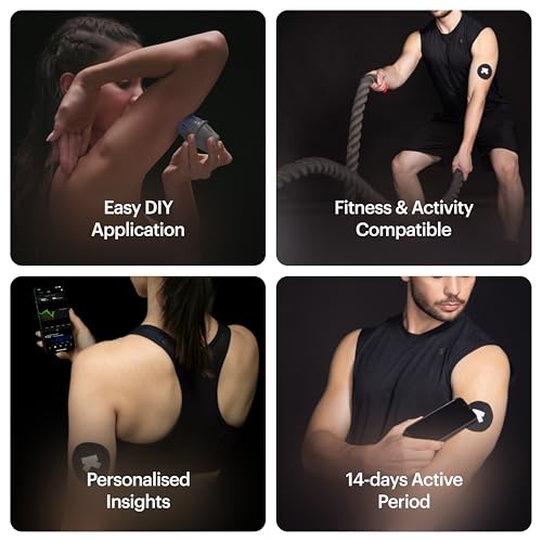 Image of Ultrahuman M1 | CGM Glucose Monitor Device | Smart Glucose Monitoring via App | Continuous Glucose Monitoring | Real Time Blood Sugar Monitoring Device | No Finger Pricks, 14 Day Wearable (2 Sensors)