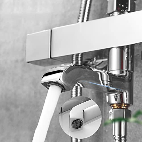 Ensemble de douche en laiton massif et chrome poli avec mitigeur stable