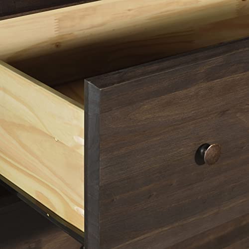 Image of Grain Wood Furniture Shaker 2-Drawer Bedside Nightstand, Solid Wood with Expresso Finish