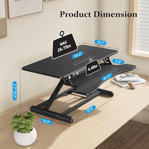 Jylh Joyseeker 66 35 Inch Standing Desk Converter, Height Adjustable Desktop Standing Desk With Keyboard Tray For Two Monitors, Sit To Stand Up Desk Riser Computer Workstation thumb #6
