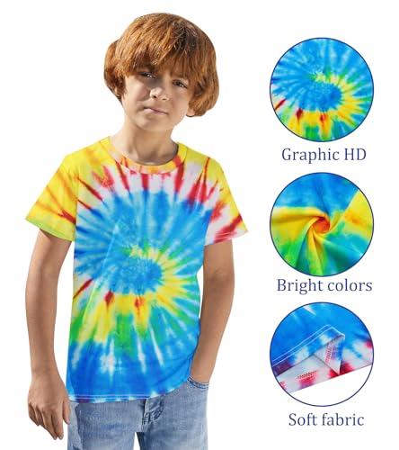 Image of Boys Tie Dye Shirt Size 4-14 Hippies Senior Rainbow Tees T Shirts for Kids | Tees T shirts for Kids