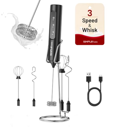 Image of SIMPLETASTE Rechargeable Handheld Milk Frother Wand with Stand