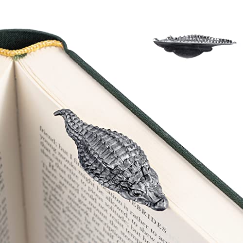 COPPERTIST.WU Marcapáginas de Plata de ley 925 con Forma de Cocodrilo, Marcapáginas Creativos de Época para la Lectura, Regalo Práctico y Creativo para los Lectores (Plata de ley 925) Cover