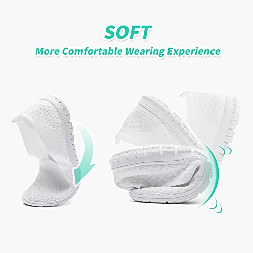 Babudog Women's Mesh Flats Shoes Breathable Slip On Shoes Casual Black And White Flats Comfortable Walking Shoes(White.us9) #TOP2