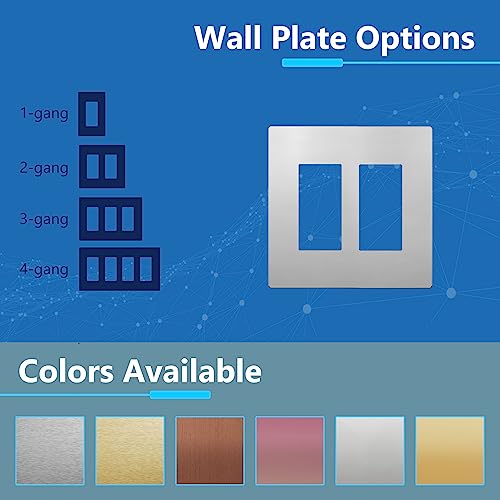 Image of LIDER Double Decorator Metal Wall Plate, Temperature and Impact Resistant, Screwless Cover, Modern Upgrade, Mid-Size 2-Gang 4.88 inch x 4.92 inch, LSMWP-32M-PC, UL Listed, Stainless Steel, Polished Chrome