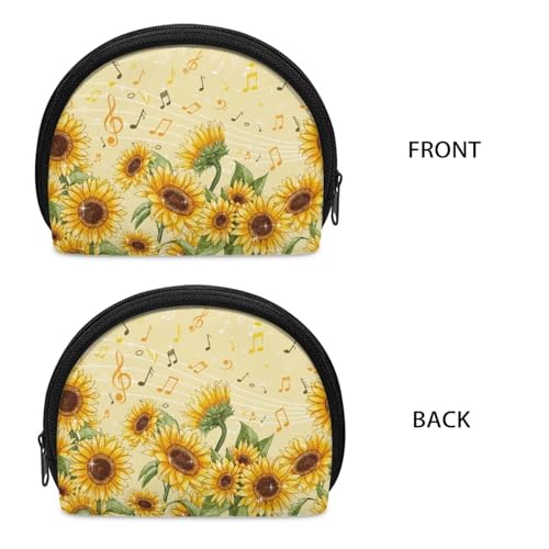 Small Coin Purse Sunflower Music Mini Wallet, Change Purse for Kids, Card Case for Woman2