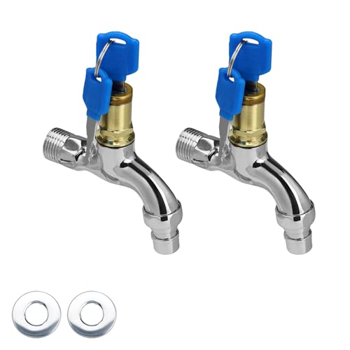 HERKINDNESS Rubinetto Giardino, 2 Pezzi Rubinetto Antifurto, Lega di Zinco Rubinetto con Serratura, Rubinetti da Esterno con Serratura Utilizzato per Evitare Sprechi D'acqua