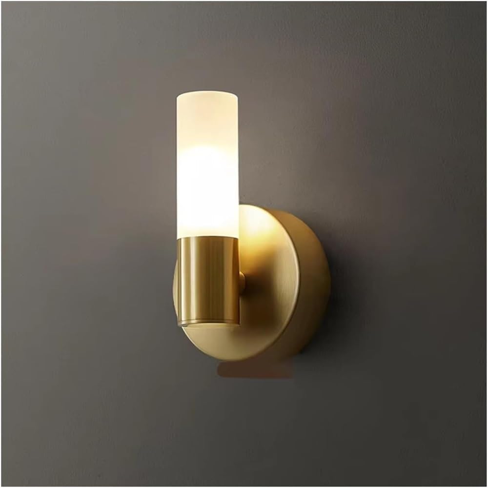 HCZKIUJY Modern Copper Wall Sconce with Acrylic Shade - Warm Light for Bedroom, Bathroom, and Living Room - D8cm x H13cm (Warm Light-D8cm*H13cm)