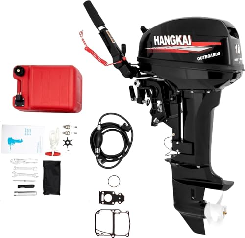COFECO Hangkai 18HP Outboard Motor, 2 Stroke 246CC Heavy Duty Fishing Boat Engine Water Cooling with CDI Ignition System, 4500-5500RPM (Short Shaft)