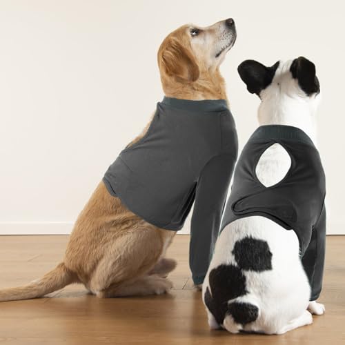 CITÉTOILE Hundebody Nach Op, Wundschutzanzüge für Hunde Mit Bein, Vornebeinschutz für Verletzung Hund, Anti-Wundlecken Op Body Hunde, E-Kragen Alternative, Grau, S