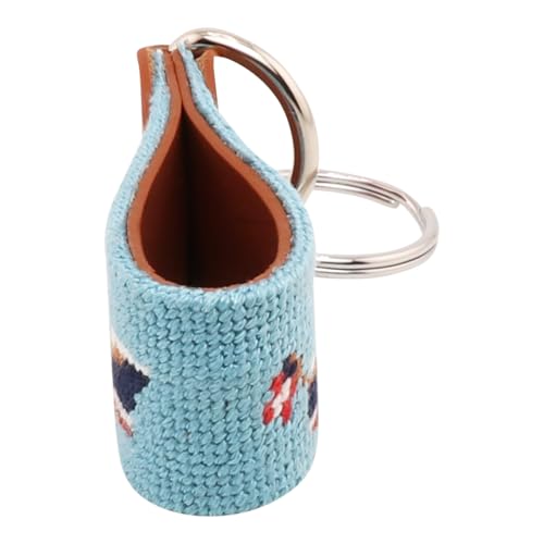Image of Leather Hand-Stitched Needlepoint Key Fob or Key Chain
