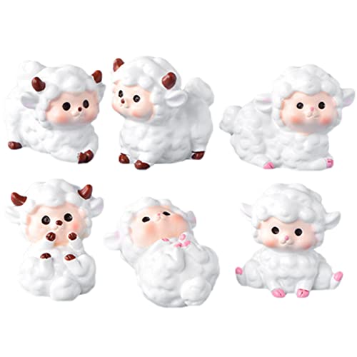 TOYANDONA Mini Artesanía de Ovejas Manualidades de Bricolaje Jardín Aire Estatuas Blancas de Musgo de Resina Corderos Decorativos Mesa Adornos de Flores Adorables Adornos Ovejas de Cover
