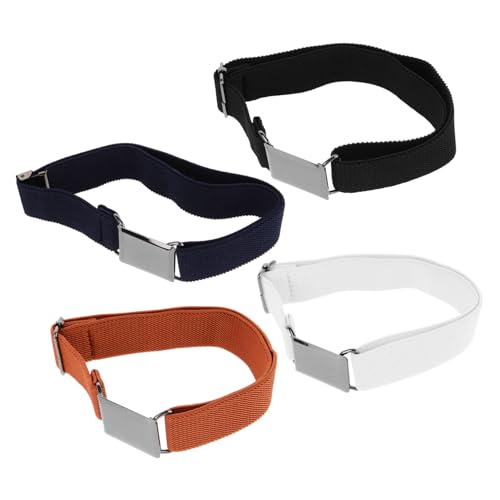 4Pcs Stretchy Belts for Boys Elastic Waistbands Camel for Daily Wear Special Occasions