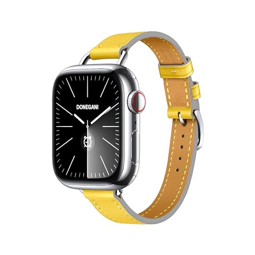Bracelet montre Apple Watch Ultra 2 jaune citron, l'accessoire cuir de votre été