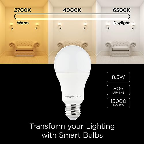 Integral LED 2 Pack Smart GLS E27 Dimmable Colour Changing 2.4GHz WiFi Bulb, Warm, Cool & Daylight White 2700K-6500K, 806lm - Image 2