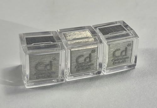Image of 0.39 inch 10mm Cadmium Metal Cube Cd up to 99.99% Pure Periodic Table Element Engraved Density Collection Science Education Display Block Cube + Acrylic Case Box - 1PC
