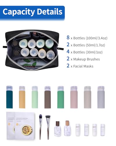 Narwey Makeup Bag Travel Cosmetic Bag Organizer Toiletry Bag Make Up Bags with Compartments for Women Girls (Large, Black)3