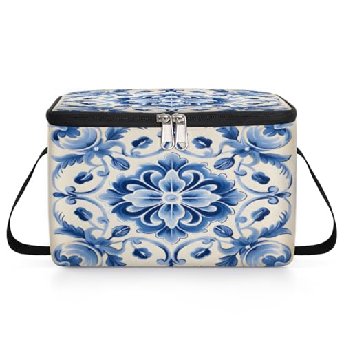 GzLeyigou Ethnic Mandala Lunch Bags for Women Men 9 Cans, Hot & Cold Food Delivery Bag Insulated Grocery Bag Insulated Lunch Box Abstract Flower Cooler Bag for Office Work Picnic Beach