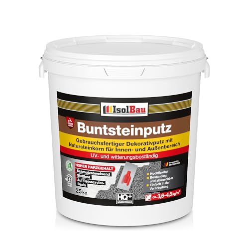 Isolbau - Buntsteinputz für Außen und Innen (Weiß Grau Schwarz) 25 kg - BP20 Mosaikputz Dekorationsputz Frostsicher Wasserfest Stoßfest