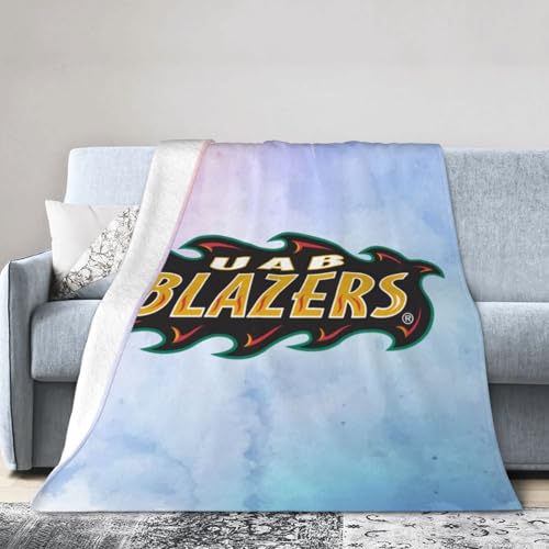 Fsugnioe UAB Blazers Logo Fleece Blanket Very Soft Microfiber Flannel Blanket for Couch Warm and Cozy for All Seasons