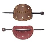 Hair clips leather with Wooden Stick,Leather Hair Barrette,Oval Shape Ponytail Holders,Handmade,Two-