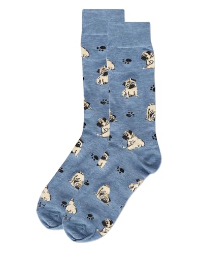 MeMoi Men's Embroidered Pugs Rayon Crew Socks3