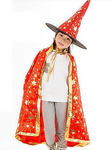 KIRALOVE, Cloak, Witch Hat, Witch, Magician, Sorcerer for Costume Fancy Dress Accessories Carnival Halloween Cosplay