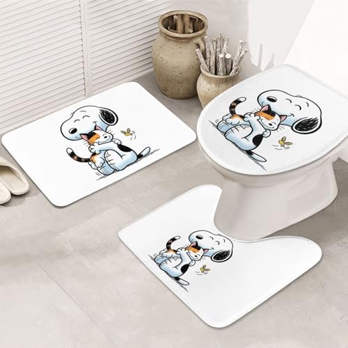 バスセット 滑り止め 吸水 スヌーピー 人気 漫画 3点セット トイレマット バスマット 便座カバー 暖かい ふわふわ 洗える 速乾 おしゃれ かわいい アニメ 50x80cm