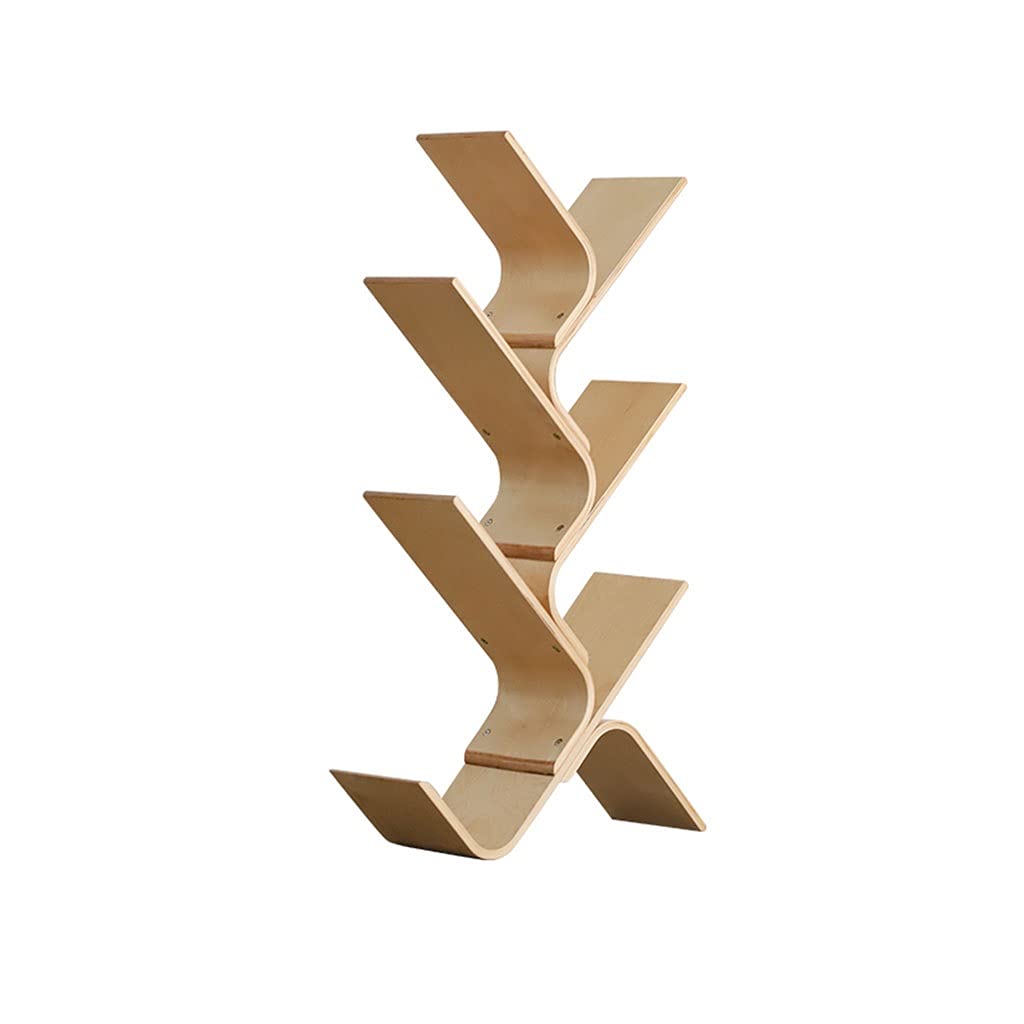 Estantería pequeña de madera tipo librería de árbol A6 con estantes de piso para el hogar