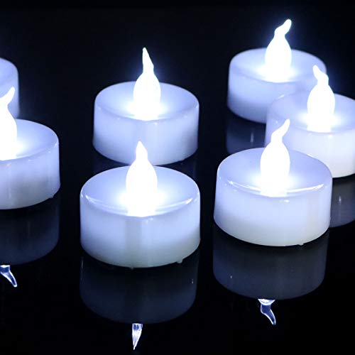 Image of Led tealights,50 Pack Flameless Candles Lights Realistic Flickering Battery Operated Led Tea Lights Candles for Christmas,Wedding, Birthday, Halloween Gifts Home Decoration in Cool White