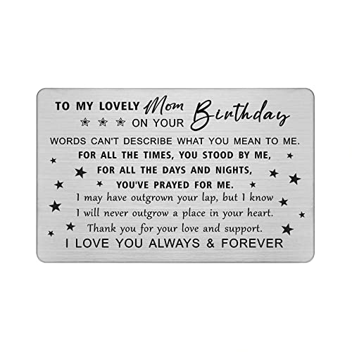DEGASKEN Happy Birthday Mom Card - Mothers Birthday Decorations - Engraved Wallet Card, Mom Birthday Gift Ideas
