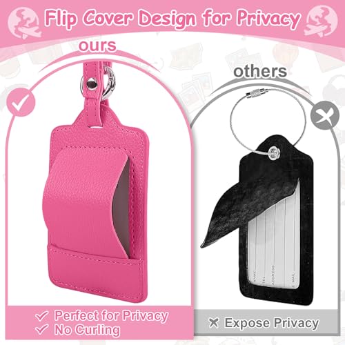 Initial Luggage Tags for Suitcases, Cute Letter Luggage Bag Suitcase Identifier Name Baggage Tag, PU Leather Travel Luggage Tags, Bag Tags for Men Women Kids Luggage Handbags(Rosered-White A)4