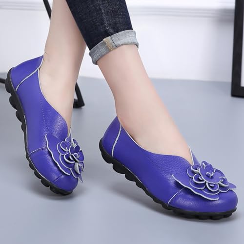Image of MOYOWEI Women's Leather Slip On Loafers Colorful Flat Shoes