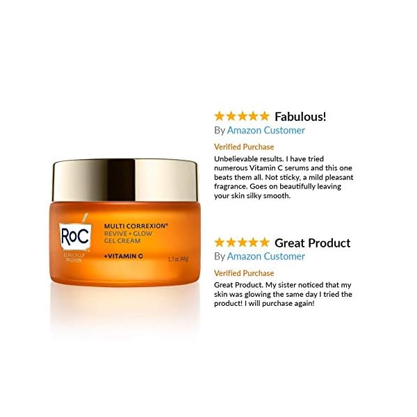 RoC Multi Correxion Revive + Glow 10% Vitamin C Blend Face Moisturizer, Anti-Aging Gel Cream for Instant Glow, Hypo-Allegenic & Oil-Free Skin Care, 1.7 Ounces (Packaging May Vary)
