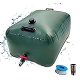 Depósito de agua portátil, bolsa de agua plegable con válvulas y asa para almacenamiento de emergencia a largo plazo, uso al aire libre, 300 L (66 galones)