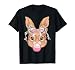 Cute Bunny Rabbit Face Leopard Glasses Girl Happy Easter Day T-Shirt