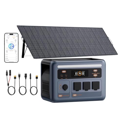 Image of 1800W Solar Generator with 400W Solar Panels PowerMax 1800SE, 1024Wh LiFePO4 Battery Generator with 3 AC Outlets (3600W Surge), 800W AC Charging, WI-FI /Bluetooth APP Control (PM1800SE+400W)