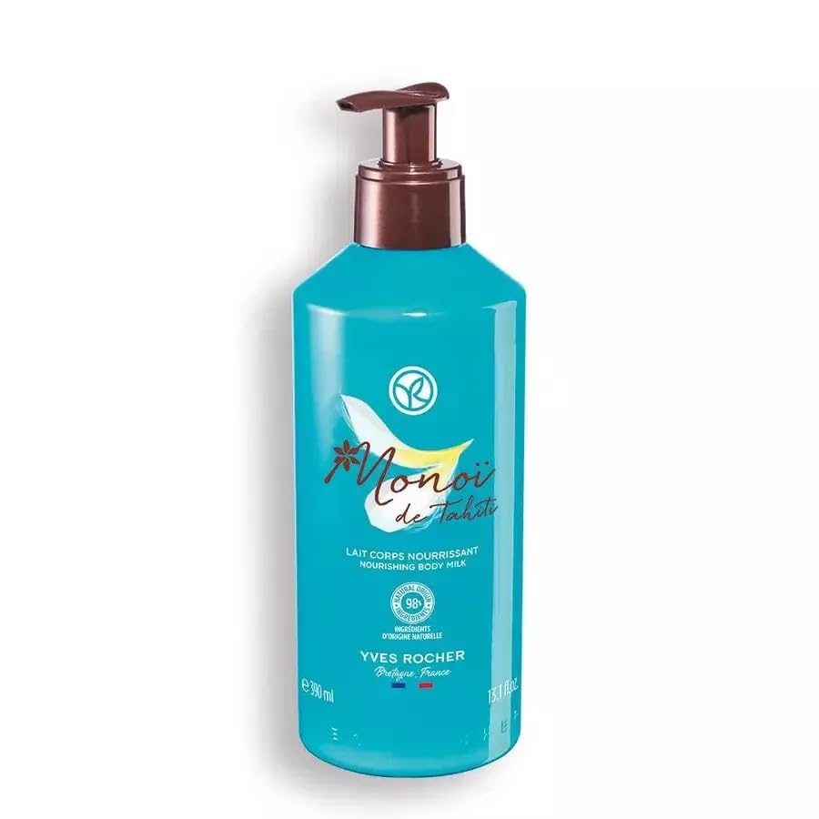 Yves Rocher Monoï de Tahiti Monoi Moisturizing Body Hair Gel Milk and Hand Cream Set of 3 Coconut and Tiare Scent All Skin Types 390 ml./13.1 fl.oz.400 ml./13.5 fl.oz.30 ml./1 fl.oz. - Image 3