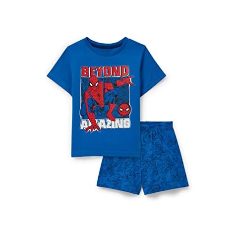 C&A Kinder Jungen Pyjamas Shorty 2er Pack|Multipack Comfort Fit Bedruckt|Bedruckt Spider-Man blau 116 Cover